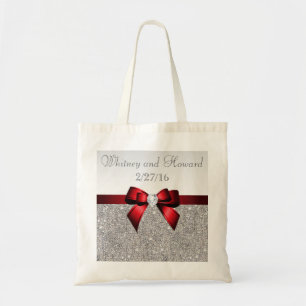 Bolsa Tote Favor vermelho do casamento do arco dos Sequins de
