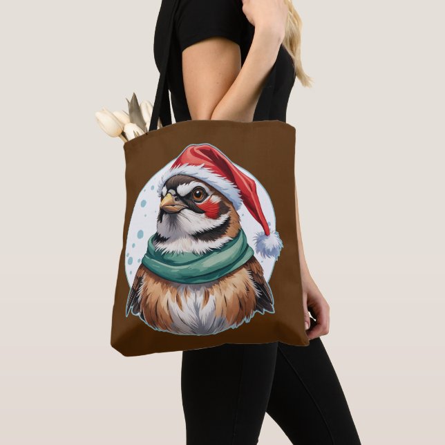 Bolsa Tote Favoritos de Natal de Animais Engraçados - Pardal  (Close Up)