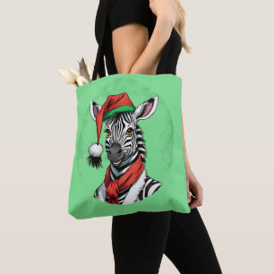 Bolsa Tote Favoritos Engraçados de Natal Animal - Zebra 1