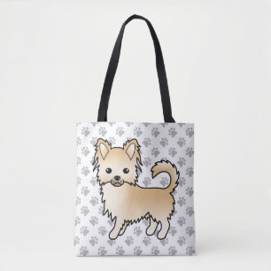 Bolsa Tote Fawn Long Casaco Chihuahua Cartoon Dog & Paws