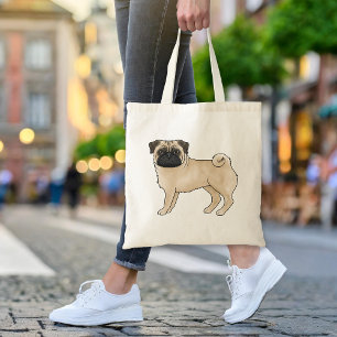 Bolsa Tote Fawn Pug Dog Mops Design Para Proprietário De Pug