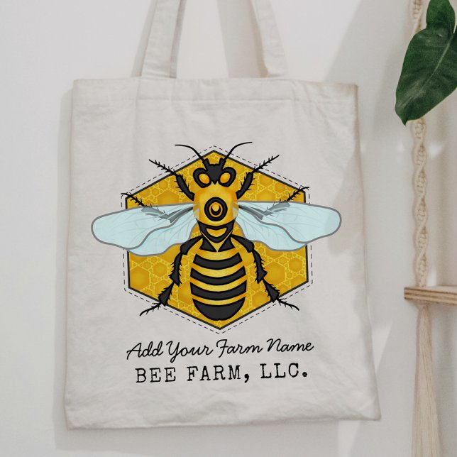 Bolsa Tote Fazenda de Abelhas Honeycomb Apiary Personalizada (Criador carregado)