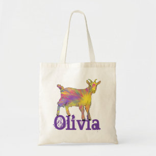 Bolsa Tote Fazenda de Cabras Arte Colorida Divertida de Olivi