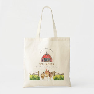 Bolsa Tote Fazenda de frango vermelho Aniversário de criança