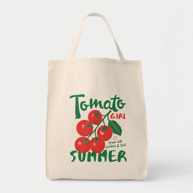 Bolsa Tote Fazenda de Tomate Fofa Fresca Jardim Vegetal Retro (Frente)