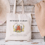Bolsa Tote Fazenda para Mesa | Setor ecológico personalizado<br><div class="desc">Carregar pedaço do campo onde quer que você vá com nossa Fazenda para Mesa | Saco de Tote Personalizado da Eco Grocery. Apresentando um belo e ilustrado trator vermelho, rodeado por flores silvestres amarelas, este bolsa capta o charme e o calor da vida fazenda. O texto personalizável das "Fazendas do...</div>