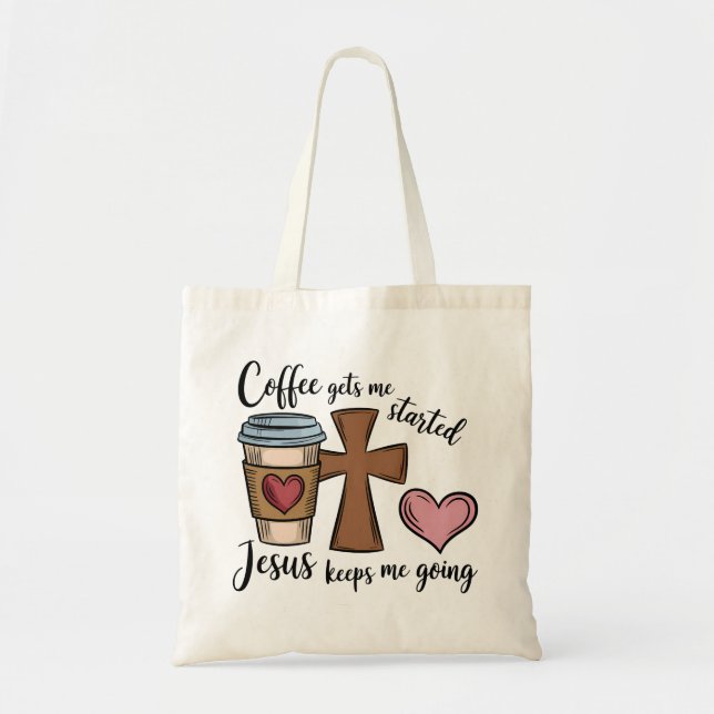 Bolsa Tote Fé do carregar e Cafeína: Café e Saco de Tote de J (Frente)