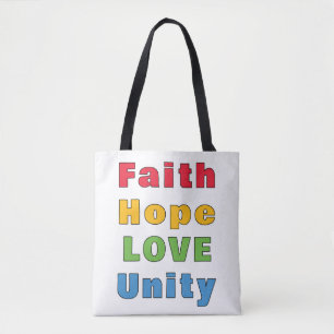 Bolsa Tote Fé Esperança Amor Unidade      
