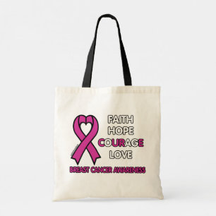 Bolsa Tote Fé Esperança Coragem Amor... Cancer De Mama
