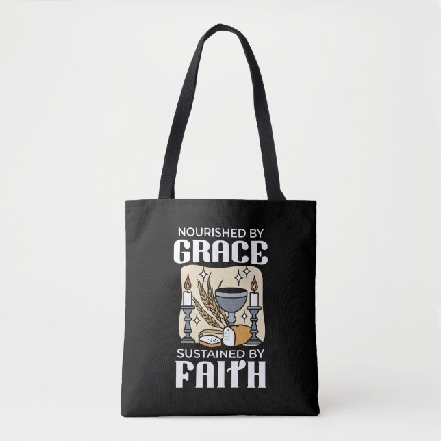 Bolsa Tote Fé Espiritual e Graça – Cristão Edificante (Frente)
