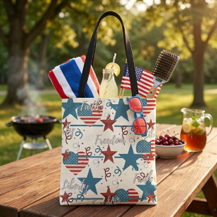 Bolsa Tote Fé, Liberdade e Liberdade - Retrô Patriótico
