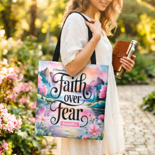 Bolsa Tote Fé Personalizada Sobre o Medo Mulheres Cristãs