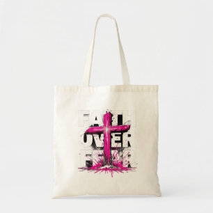 Bolsa Tote Fé sobre o Medo Tote Bag   Christian Cross Design