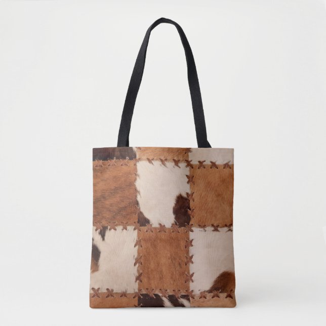 Bolsa Tote Feche o fundo texturizado de retalhos de couro. (Frente)