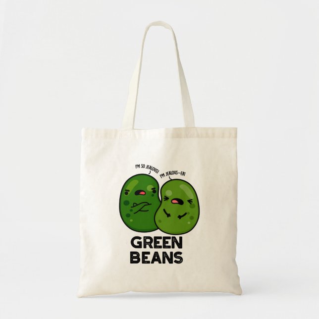 Bolsa Tote Feijão Verde Engraçado Ciumento Bean Pun (Frente)