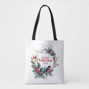 Bolsa Tote Feira de Natal Holly & Bullfinch