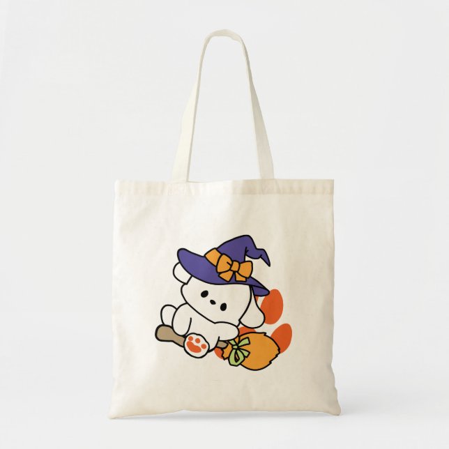 Bolsa Tote Feiticeira de pata no treinamento - Cão de Hallowe (Frente)