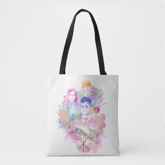 Bolsa Tote Feitiço de Harry Potter | Harry, Hermione e Ron na (Frente)