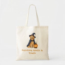 Bolsa Tote Feitiços de Bruxo de Halloween Cachorro Golden Ret