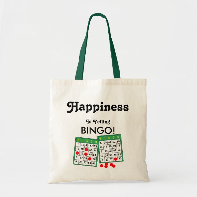 Bolsa Tote Felicidade é Gritar Bingo Jogadores Diversão Bingo (Frente)