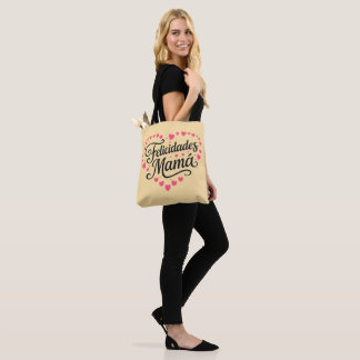 Bolsa Tote Felicidades Mamãe Feliz Dia das Mães Caligrafia | 