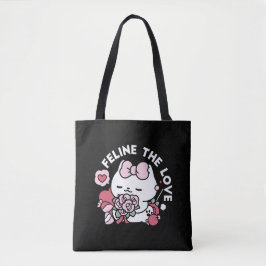 Bolsa Tote Feline o Amor - Design de Gato do Namorados