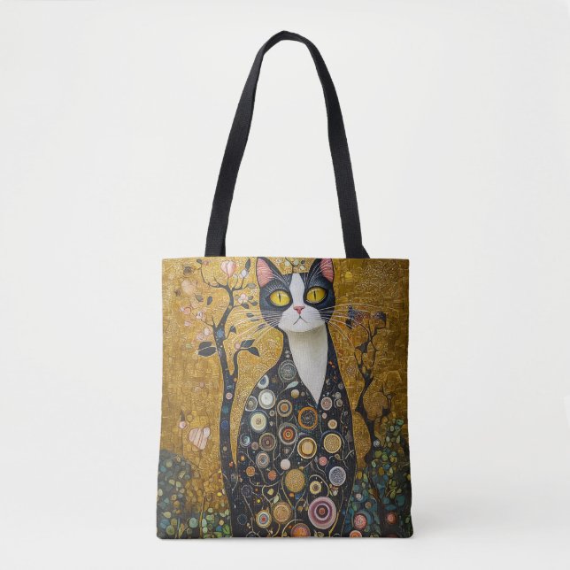 Bolsa Tote Felino Celestial em Dourado (Frente)