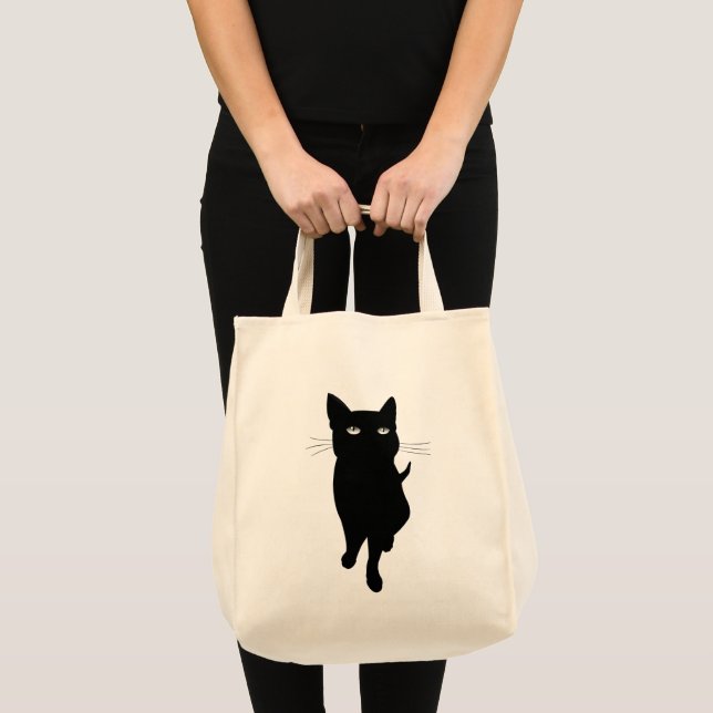 Bolsa Tote Felino giro de gato preto (Frente (produto))