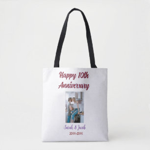 Bolsa Tote Feliz 10º aniversário foto casal d