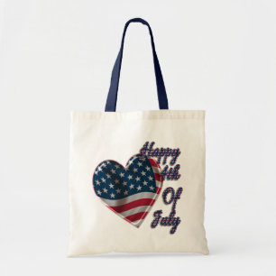 Bolsa Tote Feliz 4 de julho do USA Flag Heart