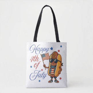 Bolsa Tote Feliz 4 de Julho Hotdog