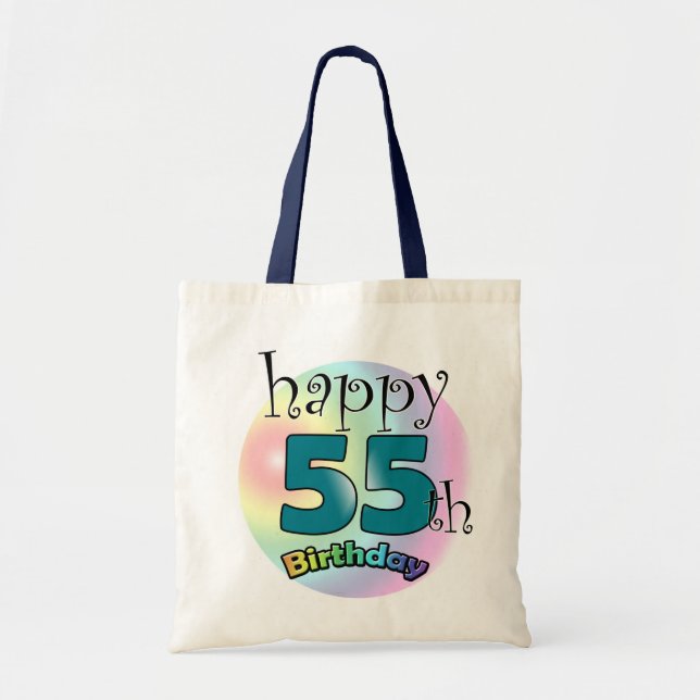 Bolsa Tote Feliz 55º aniversário (blauw) (Frente)