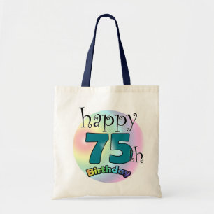 Bolsa Tote Feliz 75º aniversário (blauw)