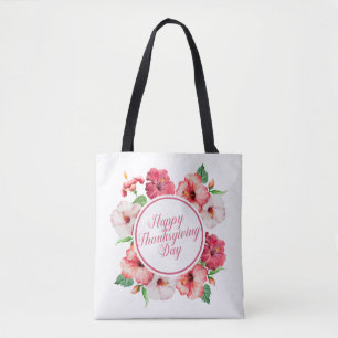 Bolsa Tote Feliz Ação de Graças do Elegante Floral Saco d