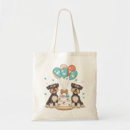 Bolsa Tote Feliz Aniversário Cães Schnauzer