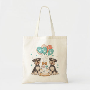 Bolsa Tote Feliz Aniversário Cães Schnauzer