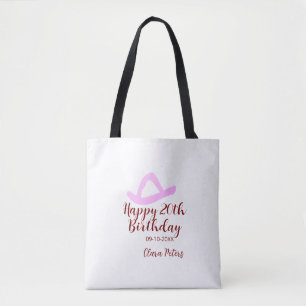 Bolsa Tote Feliz aniversário de 20 anos menina cowboy rosa no