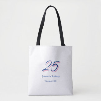 Bolsa Tote feliz aniversário de 25 anos nome data letra negri