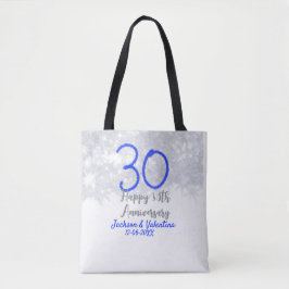 Bolsa Tote Feliz aniversário de 30 anos de casamento prata az