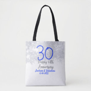 Bolsa Tote Feliz aniversário de 30 anos de casamento prata az