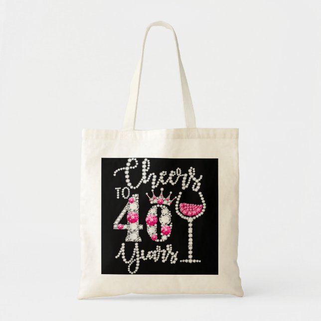 Bolsa Tote Feliz aniversário de 40 anos Rainha D De 40 Anos (Frente)