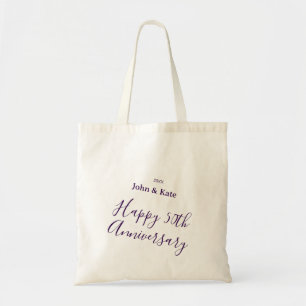 Bolsa Tote Feliz aniversário de 50 anos nome roxo simples 