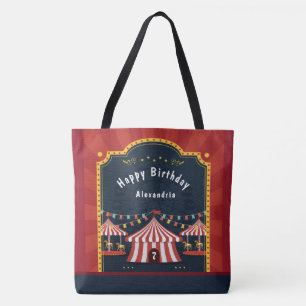 Bolsa Tote Feliz Aniversário do Vintage Circus Carnival