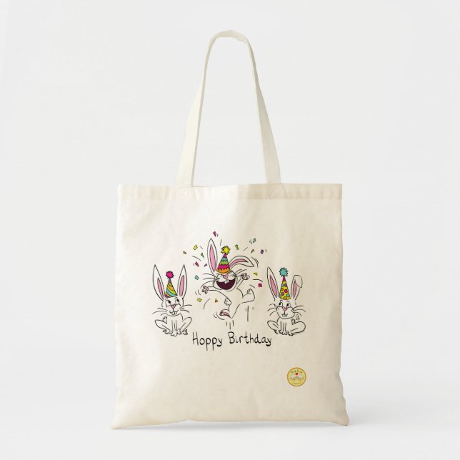 Bolsa Tote Feliz Aniversário Feliz Coelhos Coelhos Coelhinhos (Frente)