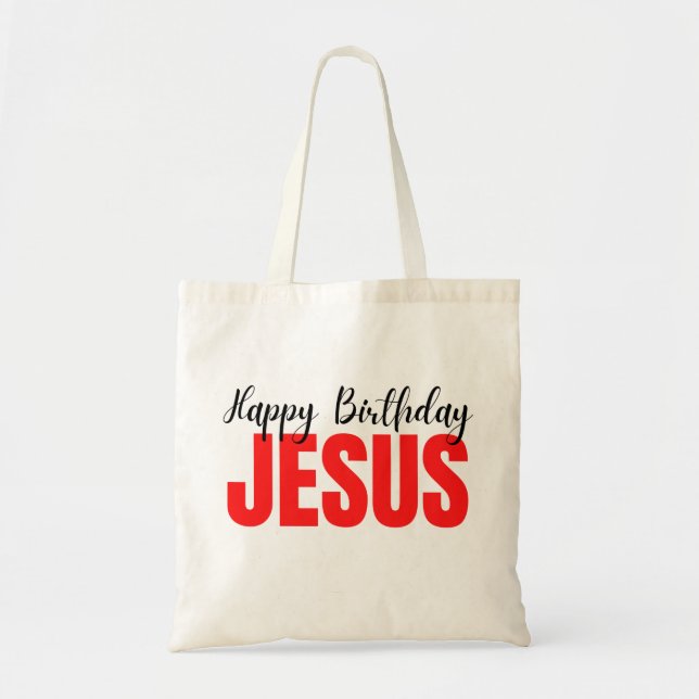 Bolsa Tote Feliz aniversário Jesus Natal (Frente)