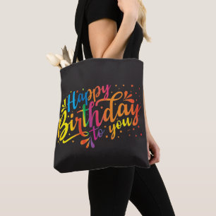 Bolsa Tote Feliz aniversário - O arco-íris é o Aniversário