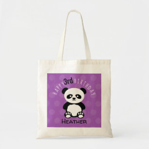 Bolsa Tote Feliz Aniversário Panda Personalizada Garotas Rox