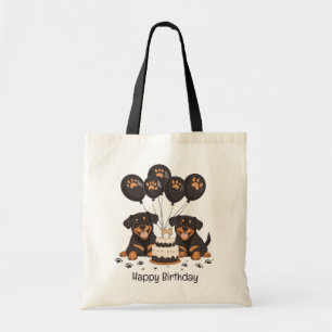 Bolsa Tote Feliz Aniversário Rottweiler Cães