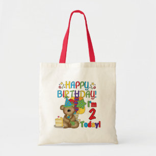 Bolsa Tote Feliz aniversário, segundos e presentes do Urso de