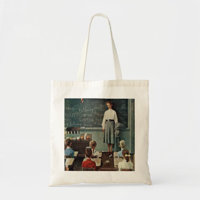Bolsa Tote Feliz aniversário, Srta. Jones por Norman Rockwell (Frente)